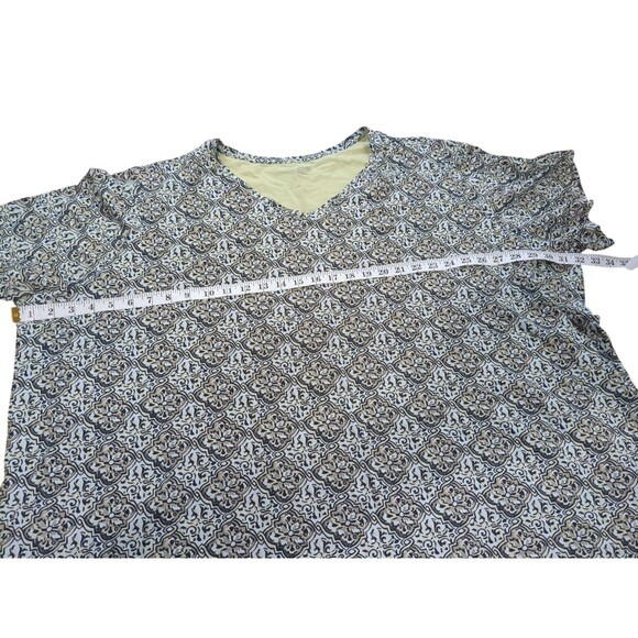 Catherines V-Neck Mosaic Pattern  Women's Tunic 5X  34W 36W Yellow,Black & White - Picture 10 of 10